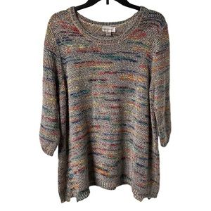 2/$15 Avenue plus size gray multicolor crewneck sweater women’s 18/20